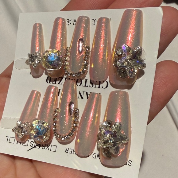 Elegant Glitter Press-On Nails 💅🏽 Sz.S - Picture 6 of 8